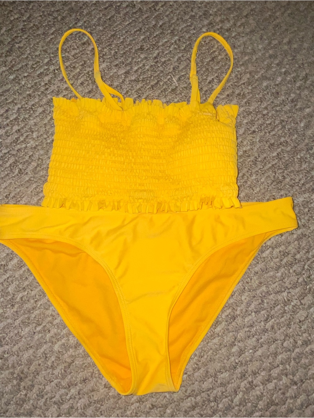 Cabana Del Sol Yellow Smocked Bikini Set